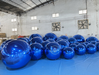 Boule miroir gonflable bleue 0,4 m réutilisable, grande décoration d'événement, ballon en PVC, ballon à bulles pour décoration de fête et de mariage