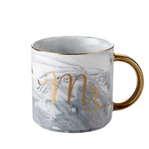 Настраиваемая керамическая кружка Mr and Mrs, кофейные кружки, 14 унций, керамические мраморные кофейные чашки для керамической сублимационной чашки