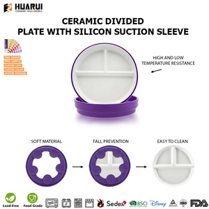 <span class=keywords><strong>Assiette</strong></span> en céramique personnalisée à 3 compartiments <span class=keywords><strong>avec</strong></span> manchon d'aspiration en silicone, <span class=keywords><strong>assiette</strong></span> à compartiments en porcelaine pour aliments - Product Image 6