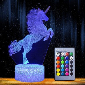 <span class=keywords><strong>Lampe</strong></span> <span class=keywords><strong>de</strong></span> <span class=keywords><strong>chevet</strong></span> <span class=keywords><strong>licorne</strong></span> 3D pour enfants, 16 couleurs changeantes avec télécommande, décoration intérieure, cadeau <span class=keywords><strong>de</strong></span> Noël et d'anniversaire, illusion d'optique - Product Image 2