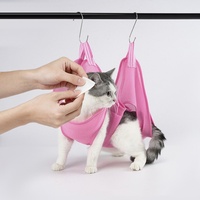 Hamac de bain pour chats en nylon résistant aux griffures avec crochets réglables pour accessoires de toilettage