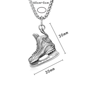 Collier pendentif <span class=keywords><strong>patin</strong></span> <span class=keywords><strong>à</strong></span> <span class=keywords><strong>glace</strong></span> pour homme, bijoux punk en étain, style <span class=keywords><strong>vintage</strong></span> minimaliste, tendance streetwear, chaîne de pull unisexe, vente en gros - Product Image 5