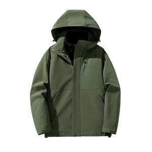 Customized logo <b>Canvas</b> Motorcycle Jacket Men's Autumn Winter Three-in-One Color Matching Hooded Windproof Waterproof <b>Long</b> Zipper - Product Image 2