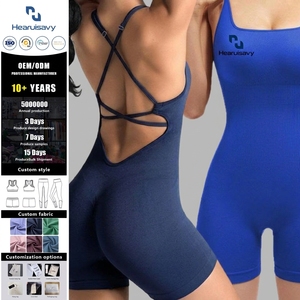 Combinaison <span class=keywords><strong>de</strong></span> sport sexy à dos ouvert pour femme - Justaucorps athlétique taille haute - Combinaison <span class=keywords><strong>de</strong></span> fitness à bretelles croisées - Product Image 1
