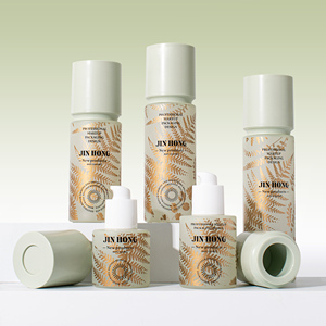 Ensemble d'emballages de luxe haut de gamme givrés pour soins de la peau : flacon en verre pour huile essentielle, sérum, huile capillaire et pot de crème pour le visage - Product Image 1