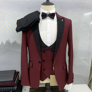 Abito da <span class=keywords><strong>Uomo</strong></span> Formale Tre Pezzi Rosa/<span class=keywords><strong>Rosso</strong></span> Monopetto Slim per Matrimonio e Banchetto - Product Image 2