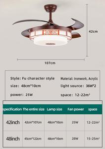 Sản Phẩm Mới Phòng Ngủ Phòng Ăn 36W LED Óc Chó Gỗ Trần Quạt Có Thể Thu Vào 48 Inch Với Và Ánh Sáng Với Đèn Quạt 2025 - Product Image 6