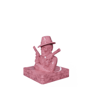 カスタマイズされたセラミックスーツギャングスターサグデュアルハンドガン置物付き磁器スケルトンスカルカウボーイお香ホルダーバーナー室 - Product Image 3