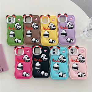 <span class=keywords><strong>3D</strong></span> Wave Border Kawaii Panda Mignon Silicone Téléphone Portable Couverture Arrière pour Fille <span class=keywords><strong>Iphone</strong></span> 6 7 8 Plus X XS XR <span class=keywords><strong>11</strong></span> 12 13 14 15 Pro MAX - Product Image 2