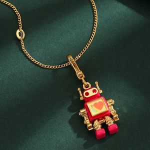 Collana con Ciondolo a Forma di Cuore con Alfabeto Stampato e Robot, Piccolo Charm Mobile, Gioielli per Donne - Product Image 3