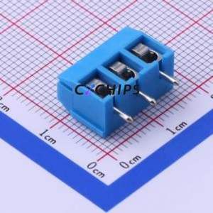 DB301V-5.0-3P-BU-P Screw Terminal Block Through hole Component (THT),P=5mm Connector 1x3P 5mm Blue Through Hole - Product Image 1