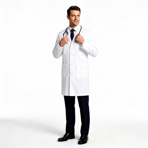 Camice Medico Bianco per Dottori e Infermieri, Unisex, Maniche Lunghe, Uniforme da Lavoro, Servizio OEM, per Studenti di Medicina e <span class=keywords><strong>Tirocinio</strong></span> - Product Image 1