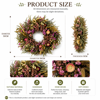 Couronne de fleurs séchées naturelles faite à la main, style bohème, pour porte, décoration murale rustique, mariage