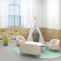 Moetry Bibliothèque pour enfants en forme de maison créative, coussin chenille, mobilier en bois pour la maternelle et les centres d'apprentissage précoce