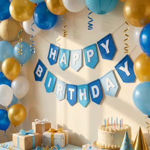 Guirnalda de Fieltro de Lujo para Cumpleaños, Decoración para Fiestas, Decoración para Chimenea, Familiar - Product Image 3