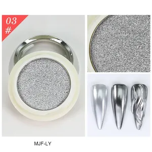 ผงกลิตเตอร์ออโรร่า 5 สีใหม่ ผงโครเมี่ยมสำหรับตกแต่งเล็บ ดีไซน์เมทัลลิคสีเงิน - Product Image 1