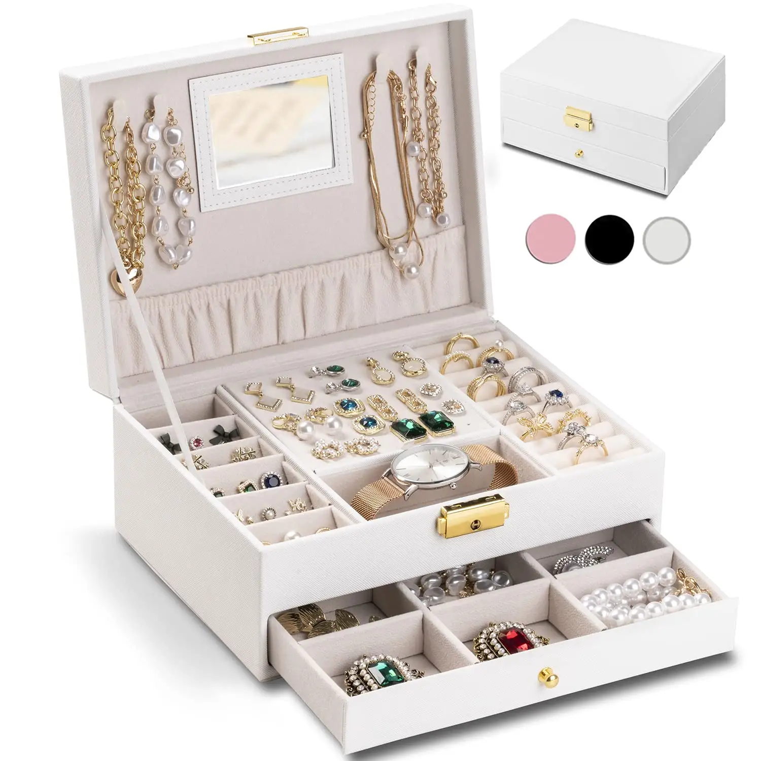Bandeja de exhibición de joyería apilable, caja de exhibición de collares, organizador de joyas