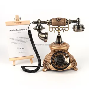 Leave us a message wedding event telephone Vintage audio guestbook phone Retro Golden guest book audio recorder
