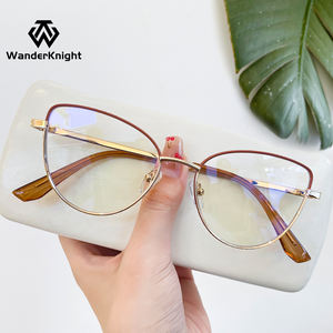 משקפי ראייה אופטיים אופנתיים לנשים משנת 2025, מסגרת מתכת בצורת עין חתול, חוסמות אור כחול, עם אפשרות להדפסת לוגו מותאם אישית - Product Image 1