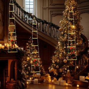 Décorations de Noël pour la saison printanière : Père Noël grimpant sur une échelle, lumières LED suspendues, décoration de <span class=keywords><strong>porte</strong></span> - Product Image 5