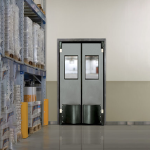 Puerta de Tráfico para Cocina, Duradera, de Acero Inoxidable, Abatible, con Resistencia a Impactos de Goma Negra - Product Image 3