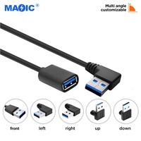 Kabel Data ekstensi USB Tipe A Male ke Female, kabel Data ekstensi USB hitam kustom