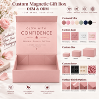 Boîte en carton magnétique pliable rose personnalisée de qualité supérieure, emballage plat pour soins de la peau, cosmétiques, soins de beauté, boîte cadeau