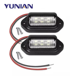 12V 6000K White 6 LED Car License Number Plate Light For SUV Auto RV Truck Trailer Tail Light License Plate Lights Lamp