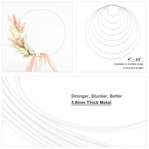 Cercles en métal faits à la main pour artisanat, macramé, attrape-rêves, centres de table floraux, cercles de mariage, couronnes DIY - Product Image 3