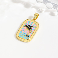 Mode rétro océan série collier pendentifs caractéristique hippocampes dauphins et conceptions de cartes de tarot en émail coloré parfait pour les femmes