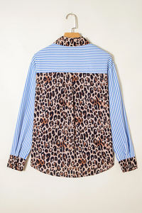Cara-amante all'ingrosso stampa <span class=keywords><strong>leopardata</strong></span> a righe Patchwork Button up Boutique camicia a maniche lunghe occidentale da <span class=keywords><strong>donna</strong></span> - Product Image 3