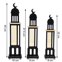 Décoration musulmane en bois et acrylique noir et or, directement de l'usine, pour le Ramadan et l'Aïd, tour lunaire et mosquée en bois pour le Ramadan