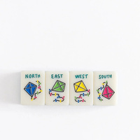 Ensemble de Mahjong américain en acrylique Azure Coast avec tapis de jeu Mahjong motif marbre vert-vertébré pour l'été et la plage