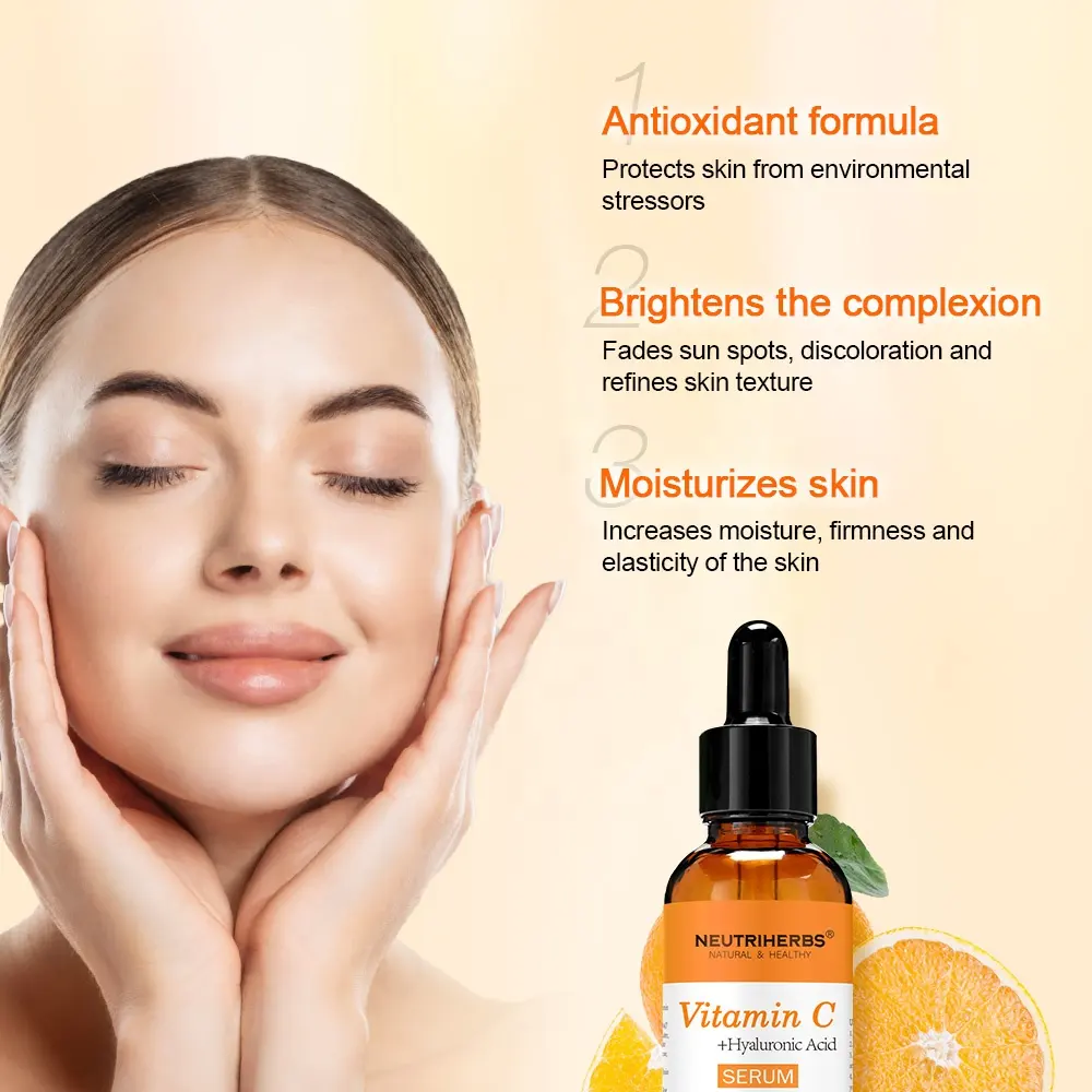 Sérum vitamine C acide hyaluronique blanchissant anti-âge taches sombres soins de la peau sérum à la vitamine C pour le visage