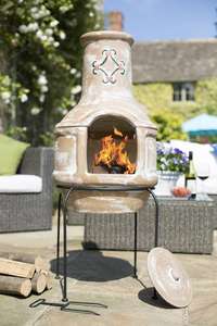 本格的なメキシコデザインテラコッタ粘土チミネア鉄スタンド付き屋外パティオキャンプ用バーベキューヒーター - Product Image 4