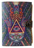 Journal vintage Grimoire Livre des Ombres Journal vierge Papier à bords festonnés Formule Magique Main de Hamsa Déesse Coloré Wiccan