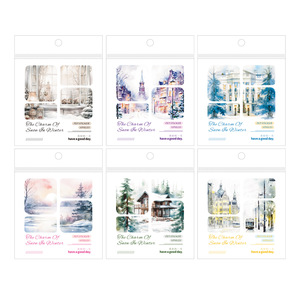 10 hojas por paquete, pegatinas para mascotas, Serie de rimas de nieve de invierno, manual de paisaje de invierno, material decorativo, 6 modelos - Product Image 5
