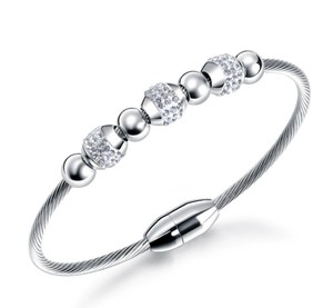 Mode Lisse En Acier Inoxydable Plaqué Or Perle Ronde <span class=keywords><strong>Bracelet</strong></span> Zircon Diamant <span class=keywords><strong>Bracelet</strong></span> <span class=keywords><strong>Bracelet</strong></span> pour Femmes Bijoux - Product Image 2