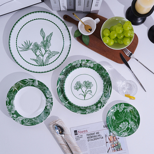 <span class=keywords><strong>Service</strong></span> de table de style nouveau, <span class=keywords><strong>service</strong></span> de table de luxe à fleurs vertes, <span class=keywords><strong>vaisselle</strong></span> en porcelaine fine, <span class=keywords><strong>vaisselle</strong></span> de mariage pour événements, restauration et location - Product Image 5
