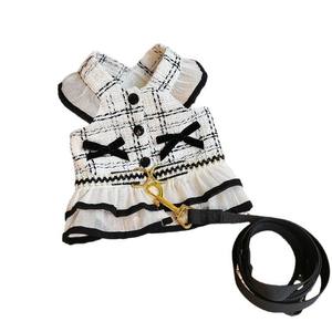 Chat chiot princesse à carreaux coton respirant robe d'été élégante avec nœud pour chats et chiens - Product Image 1