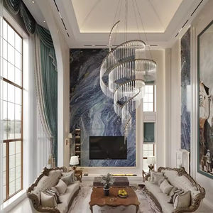 Modern Luxury Duplex Spiral Staircase Crystal Chandelier Customizable LED Ceiling Fixture at Manufacturer's Low Price for Hotels - Product Image 5