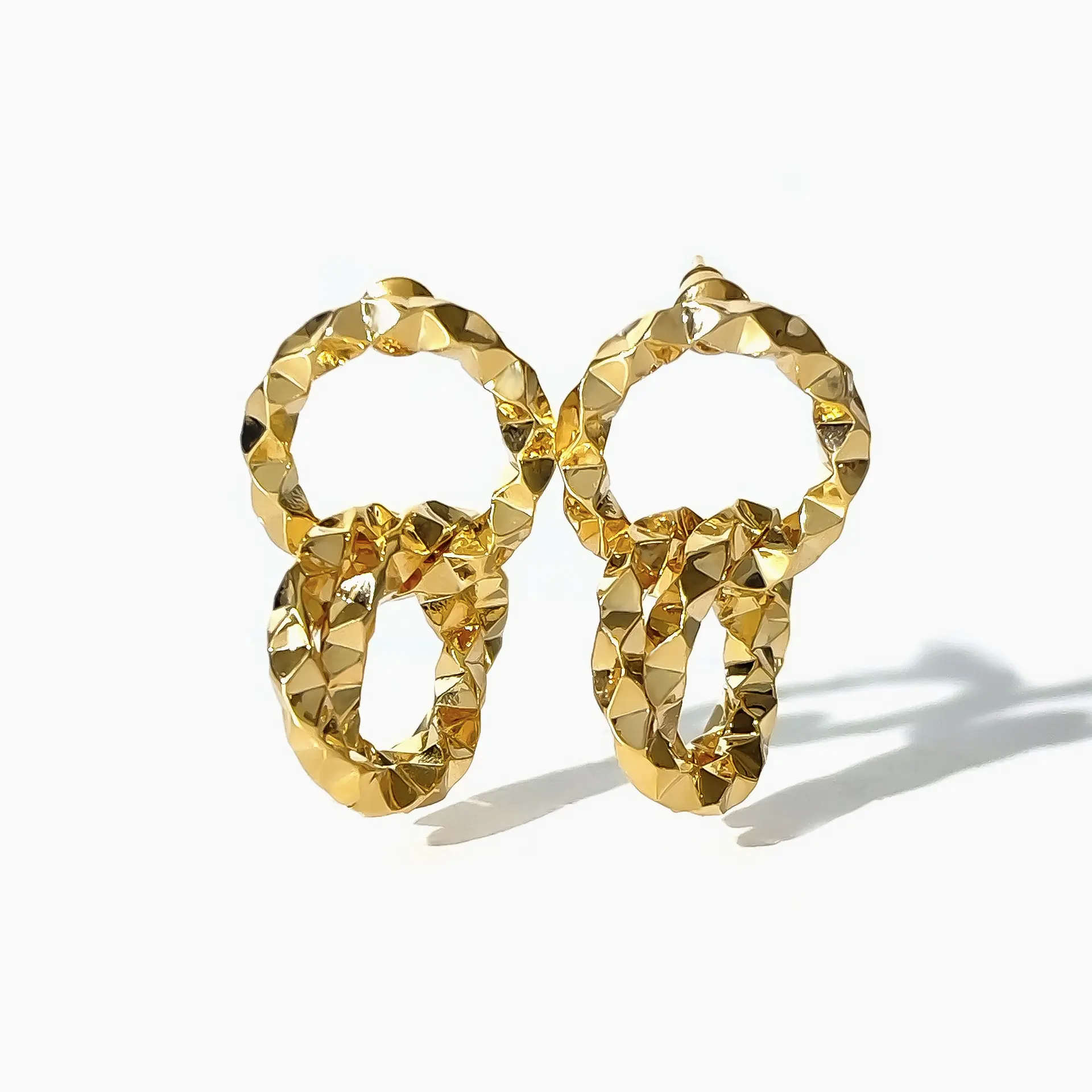 Jachon New sample style versatile earrings 14k gold plated copper earrings Geometric circle fashion drop earrings