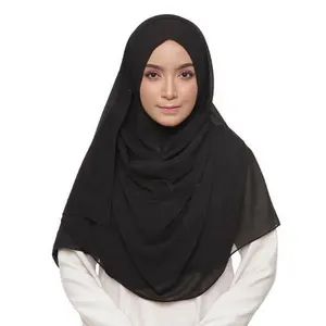 뜨거운 판매 맞춤 말레이시아 버블 쉬폰 베일 스카프 여성용 쉬폰 히잡
