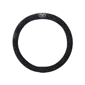 38cm 15 inch black universal linen woven silicone wholesale custom car steering wheel cover for women