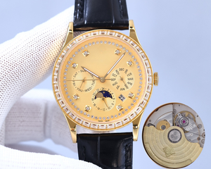 นาฬิกา Patek Philippe รุ่นใหม่คุณภาพสูงระดับหรูสำหรับนักธุรกิจ พร้อมสายหนัง ตัวเรือนโลหะ หน้าปัดคริสตัลแซฟไฟร์ - Product Image 1