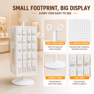 Présentoir rotatif à 4 faces sur pied pour bijoux et jouets en peluche avec roulettes - Product Image 3