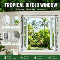 Ventana Plegable Moderna de Aluminio, Ventilación Tropical, Tipo Acordeón Horizontal, para Cocina, con Recubrimiento en Polvo