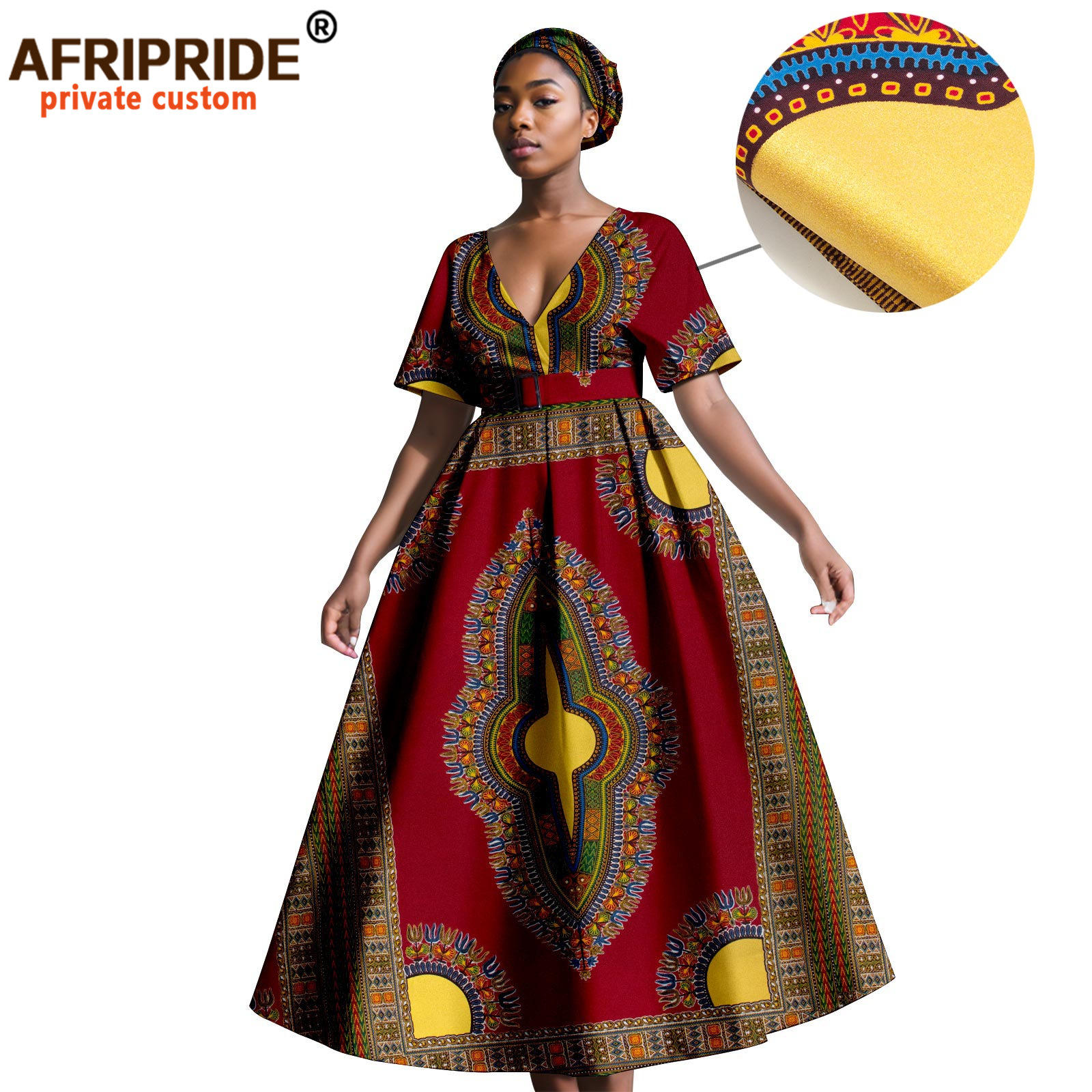 Abito lungo etnico africano Bain Riche donna Wax abbigliamento