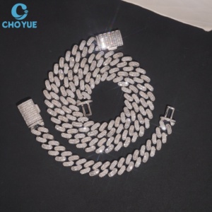 Thick Heavy 925 Silver Moissanite Cuban Link <b>Chain</b> 925 Sterling Silver Luxury Hip Hop Jewelry Wholesale <b>Iced</b> <b>Out</b> Necklace - Product Image 1