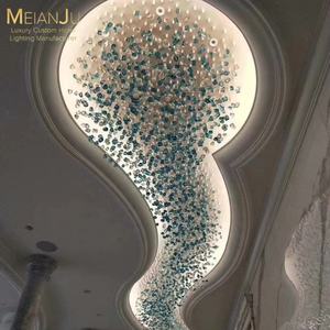 モダンな大型3Dプリントクリスタルランプシャンデリア長方形ホーム天井ライトホテル宴会用リビングルーム吊り取り付け - Product Image 4